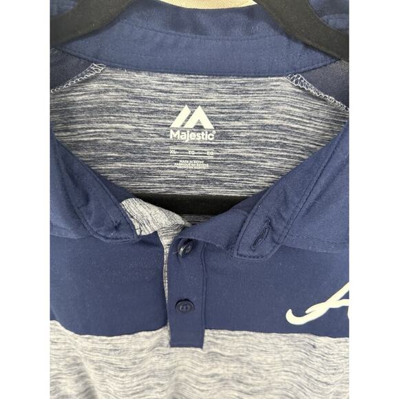 Majestic Atlanta Brave Polo Shirt , Navy Blue,grey,white Mens Size XL - Picture 4 of 5
